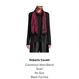 Roberto Cavalli Black and Pink Scarf